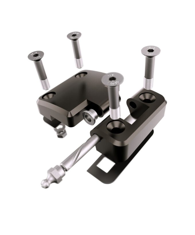 Defender Türscharniere, Defender Türscharnier, Türscharnier für Land Rover, rostfrei, UV-beständig, hochfestes Aluminium, abschmierbar, Edelstahl, Made in Germany, Konstruktionsdetail