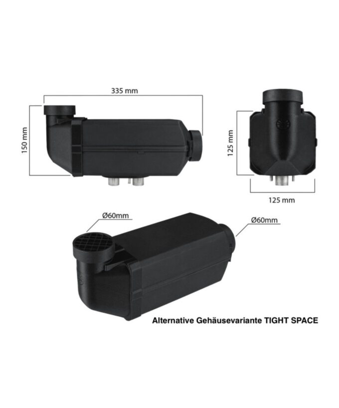 Diesel Standheizung, Dieselheizung, Standheizung für Diesel, Diesel-Heizung, Dieselstandheizung, 12 V Diesel Standheizung, 2 KW Diesel Standheizung, Höhenkit, Komplettset, Camper, Boot, Platzsparend, Masse