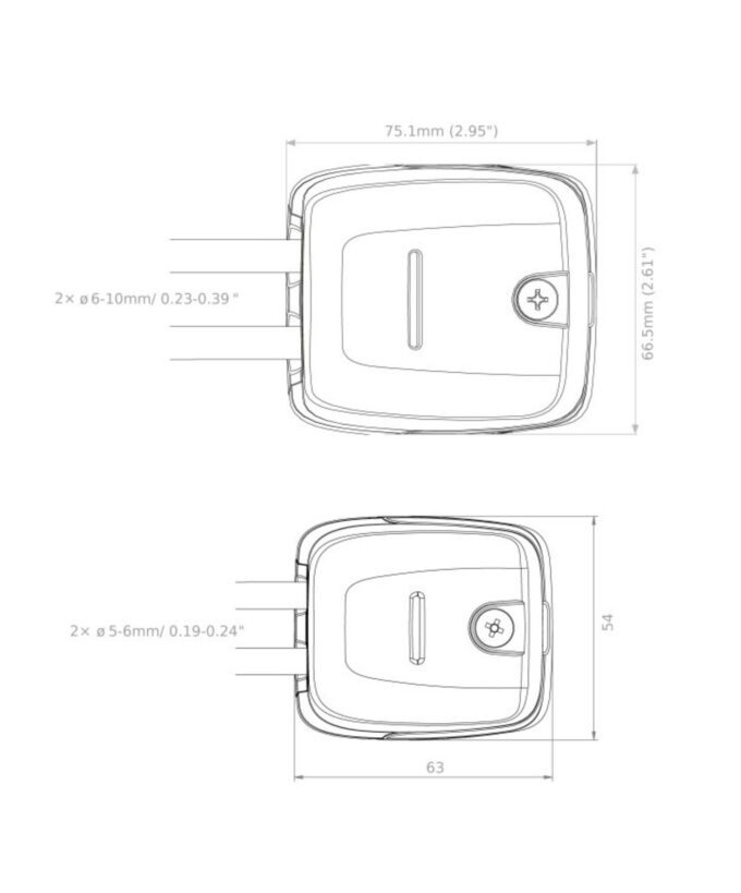 Solar Kabeldurchführung, Camper Kabeldurchführung, zweifach Kabeldurchführung, wasserdicht IP68, kompakt, UV-beständig, ohne Kleber, Scanstrut, Technische Zeichnung