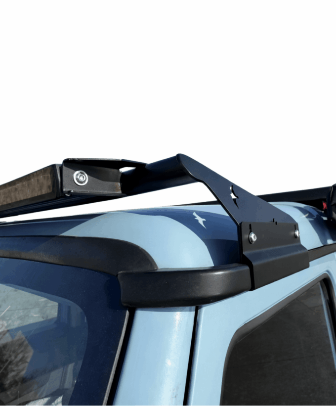 Lightbar für Grenadier, Edelstahl, schwarz matt, Custommade Lampenbügel, Montage an Dachrinne, Offroad Lichtleiste, STEDI LED-Bar, Montage Situation Dachrinne