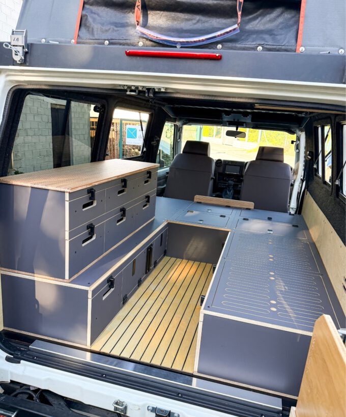 land cruiser innenausbau boxplorer lc78 modulausbau kit diy Heckansicht